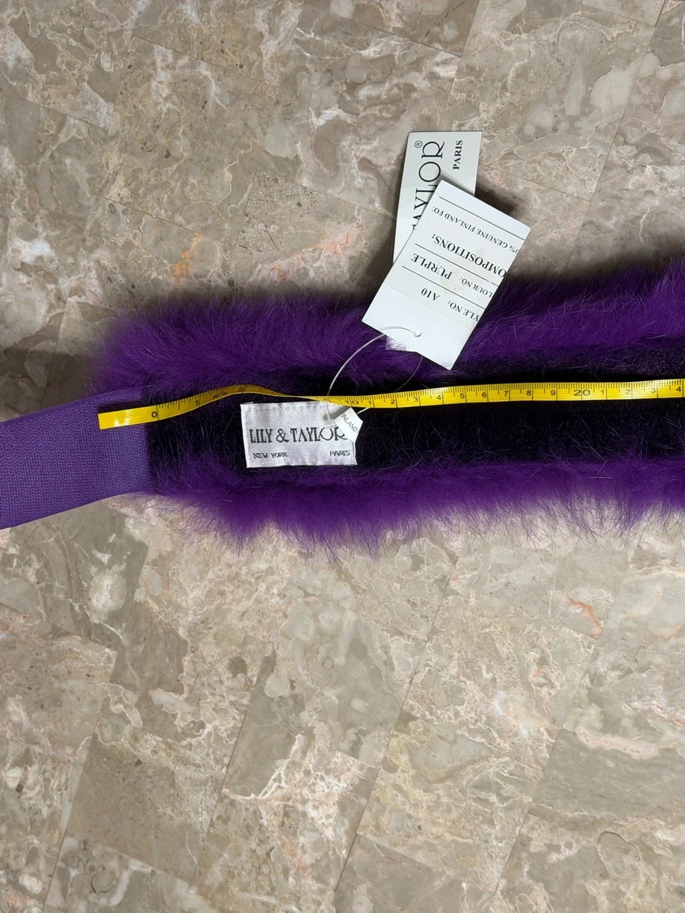 Lily & Taylor NWT Vintage Finland Fox Fur Headband Purple Neck Warmer